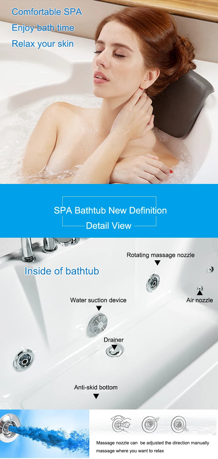 Dreieckige fächerförmige Acryl-Badewanne für Zuhause, Hotel, Paare, Erwachsene, Doppel-Whirlpool-Massage-Badewanne