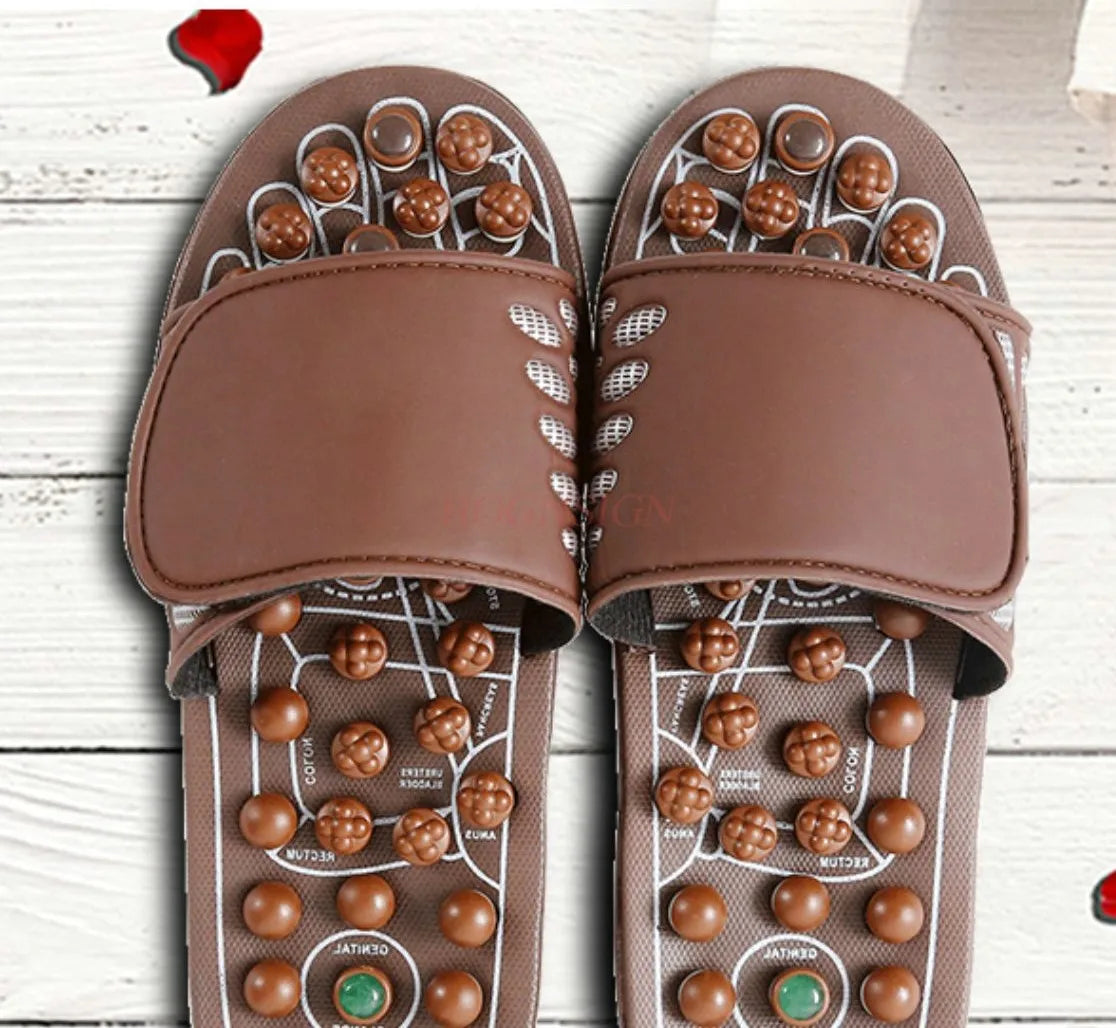 Massageslipper, Jade-Akupunkt-Fußtherapieschuhe, rutschfeste Haussandalen, Massage-Schuhe für Herren und Damen