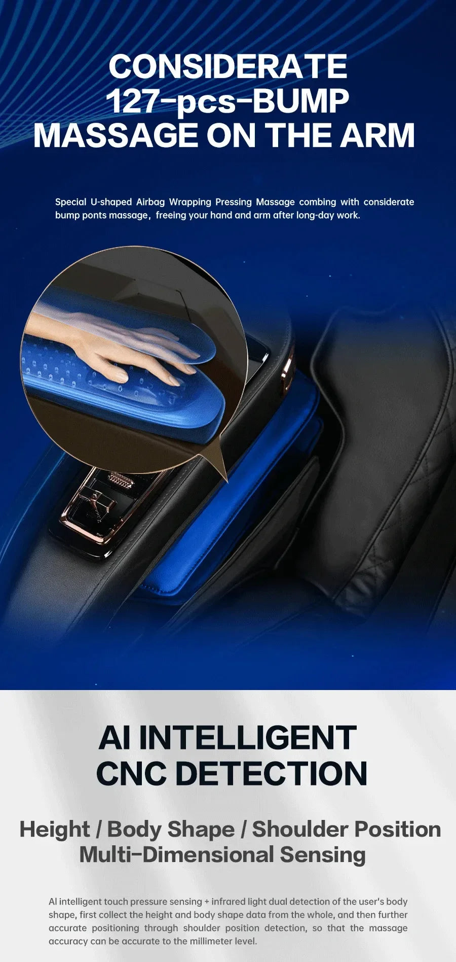 Massage Chair with Voice Control, Full Body Elastic Massage Chair with Voice Control, Heating, LCD Remote Control, Foot Rolle