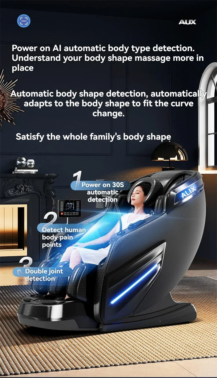 AUX 6D Shiatsu-Massagesessel, Smart-Massagesessel, Ganzkörper-Schwerelosigkeits-Streckmassagesessel, Relax-Massagesessel
