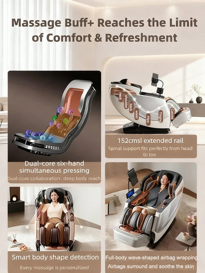 3 Jahre Garantie Elektrischer Massagesessel Intelligente Sprachsteuerung Kneten 6D+6D Dual Core Ganzkörperairbag Zuhause 3D Thai Stretch
