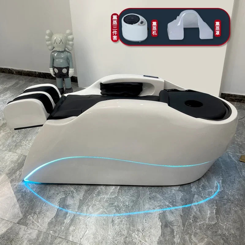 Intelligente Wasserzirkulationsliege, professionelles Waschbecken für Haare, Therapie, Kopf-Spa, Friseursalon, Liegestuhl, Schönheitsstuhl, Cadeira