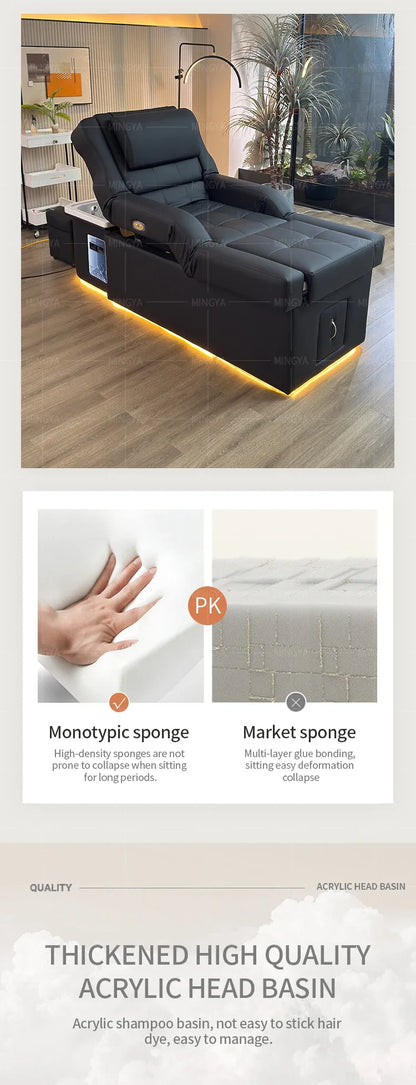 Moderner Schönheitssalon Rückenlift Haarwäsche Massagekopf Fuß-Spa Pediküre Shampoo-Bett
