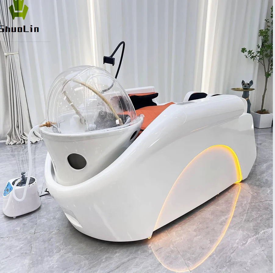 Luxury Salon Furniture Shampoo Chair Intelligent Full Body 4D Massage Electric Head Spa Shampoo Bed