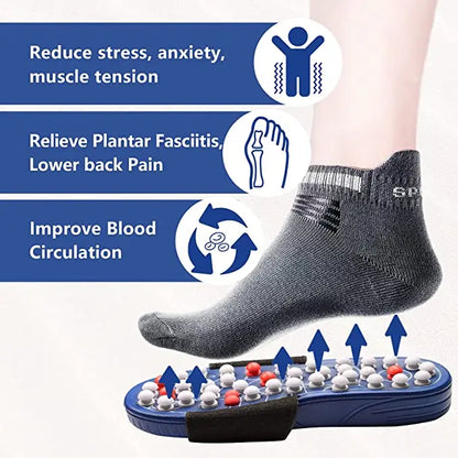 Portable Sandals Reflexology Massage Acupressure Foot Massager with Replaceable Head Thick Bottom EVA Foot Massage Slipper