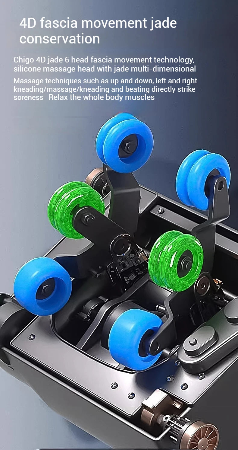 2025 4D-Massagesessel Shiatsu-Massage Ganzkörpermassagesessel Schwerelosigkeit, ausziehbare Fußstütze, SL Track Heizung Airbags, Heizung