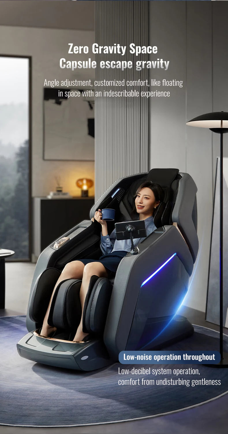 Luxury Zero Gravity Massage Chair Intelligent Home Heating Recline Full Body Airbag Shiatsu Knead Multifunctional Leisure Sofa