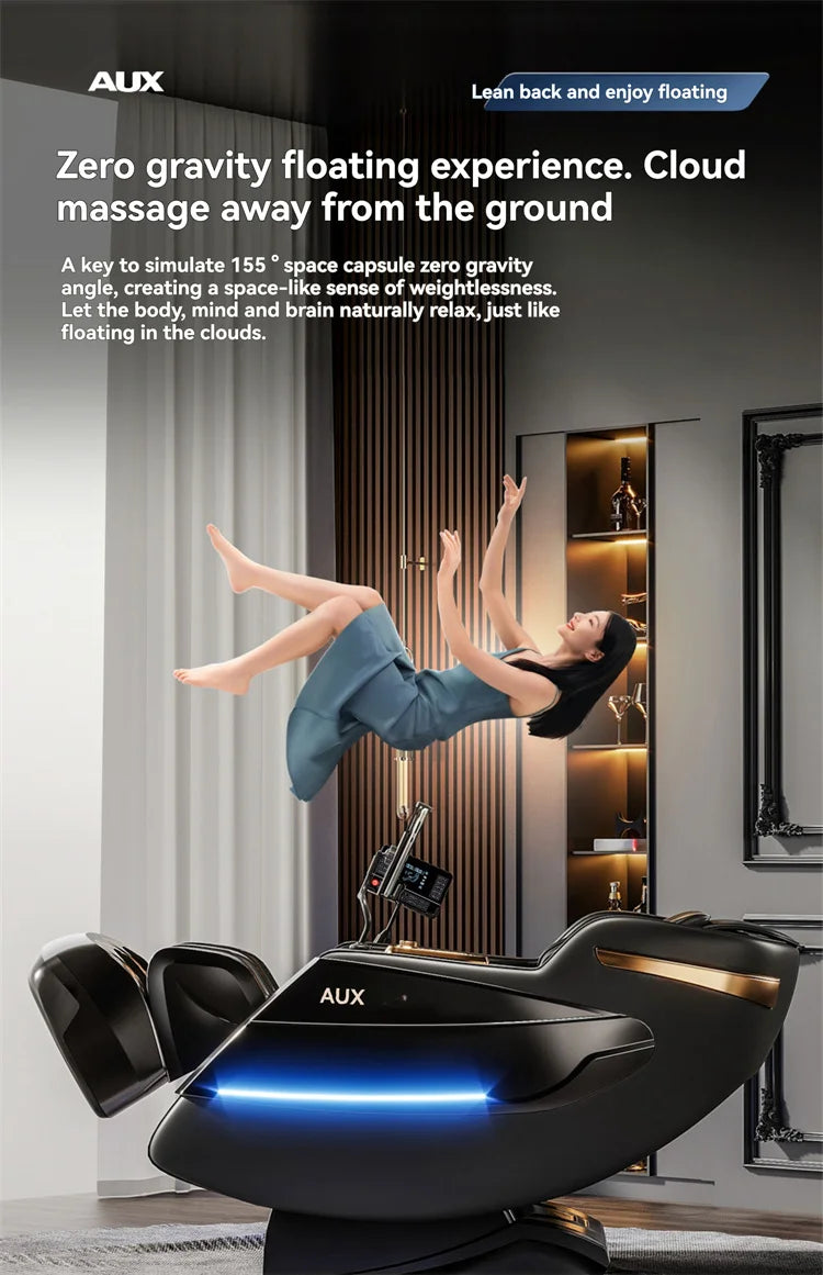 Dual-Core 6D+6D Massagesessel Ganzkörper-Schwerelosigkeits-Massagesessel mit Heizung Tiefenentspannungs-Massagesessel