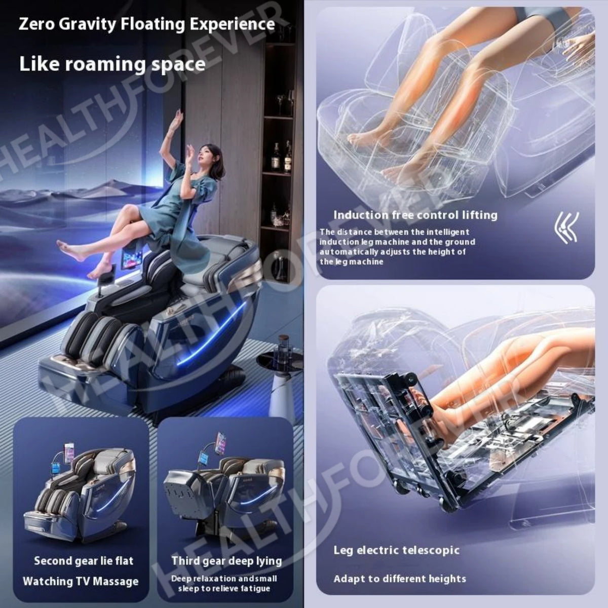 6D+6D Dual 6-Kopf-Massagesessel SL Track Wärmetherapie KI-Sprachsteuerung Thai-Stretch-Massagesessel 4D Zero Gravity Gesundheits-Scan