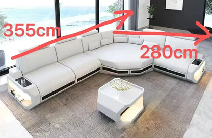 Modernes Wohnzimmer-Möbel L-förmiges Ecksofa LED Leder Sofa mit App-Steuerung