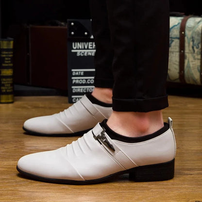 Herren-Business-Slipper aus weißem Leder mit spitzer Zehenpartie (Größen 38–48)