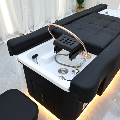 XinSheng Electric Adjustable Lift Shampoo Bed Massage Table All-in-One Salon SPA Massage Bed with Hair Washing Basin & Foot Bath