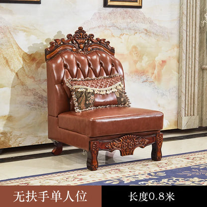 European leather corner high-end left and right concubines American solid wood  living room L-shaped combination sofa