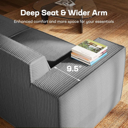 Modulares Sektionssofa, 111" L-förmiges Modulares Sektionssofa mit tiefer Sitzfläche, frei kombinierbares Sektionswolkensofa für