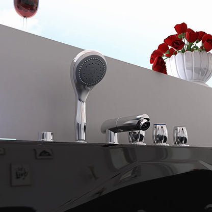Schwarze Acryl-2-Personen-freistehende Luftstrahl-Massage-Badewanne Whirlpool Intelligente LED-Licht-Spa-Badewanne