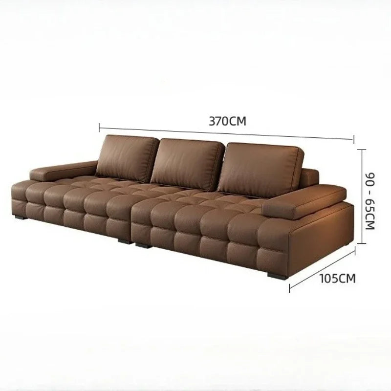 Modern Minimalistisches neues Leder Wohnzimmer Lawrence Italienisches leichtes Luxus gerades L-förmiges modulares Faules Weiches Tatami Lounge Sofa