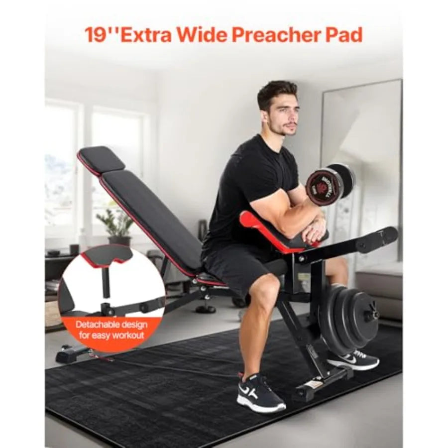 Verstellbare Hantelbank, bis zu 360 kg Belastbarkeit für umfassendes Ganzkörpertraining. Ideale Bauchmuskelbank für Krafttraining im Heim-Fitnessstudio Tr