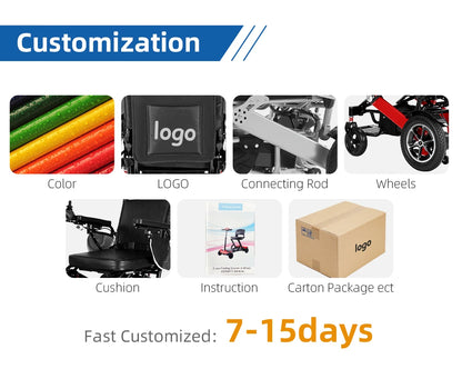 Motorisierter Elektrischer Aluminium-Rollstuhl Automatischer tragbarer leichter Elektrorollstuhl mit Joystick für ältere und behinderte Menschen