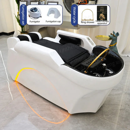 XinSheng Friseursalon-Shampoosessel Kopf-SPA-Begasungsgerät Elektrische Massageliege für Freizeit- und Gesundheitsgeschäfte Kommerzielle Möbel