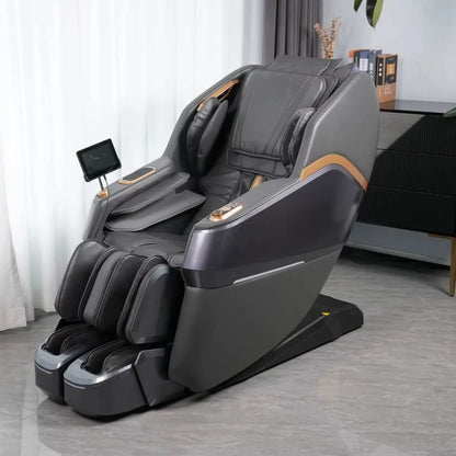 Massagesessel 4D mit Schwerelosigkeit Ganzkörper mit Sprachsteuerung, Rückenheizung, Bluetooth-Lautsprecher, Fuß-4D-Massagesessel