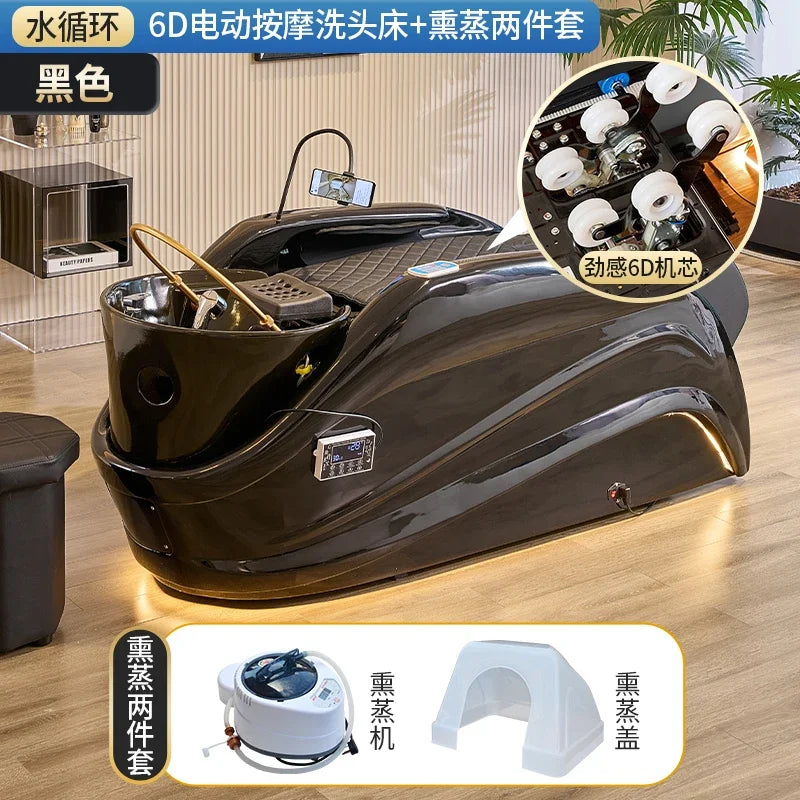 Elektrisches intelligentes Massage-Shampoo-Bett für Friseursalons, spezielles Begasungs-Kopfbehandlungs-Wasserzirkulationsbett