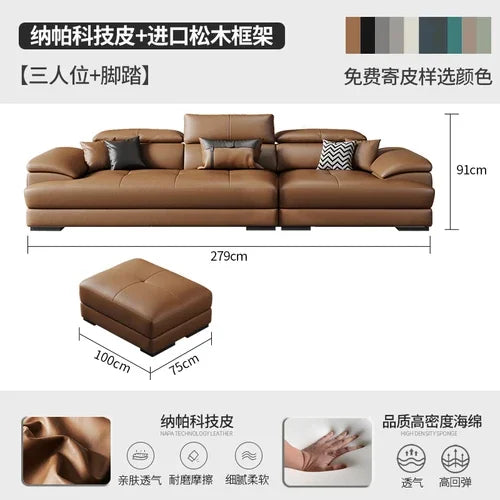 Europäisches Wohnzimmer-Sofa Echtleder-Ecksofa Modulares Luxus-Sofa Sala De Estar De Luxo Moderne Möbel
