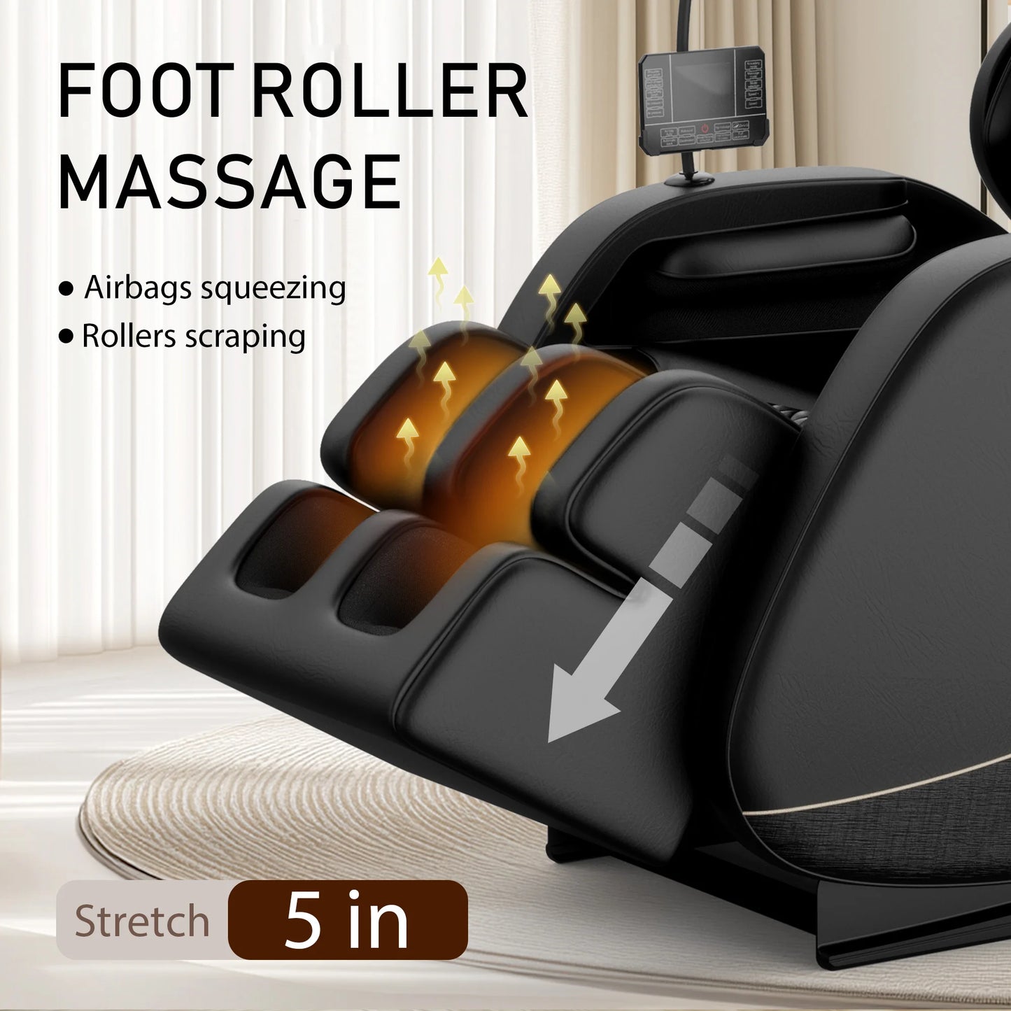 Zero-Gravity-Ganzkörpermassagesessel mit Heizung, Airbags, Fußroller & Touchscreen – Belastbar bis 82 kg