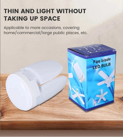 E27 28W Foldable LED Fan Bulb – 40 Beads, 6500K Daylight, Adjustable Deformation Ceiling Light for Home