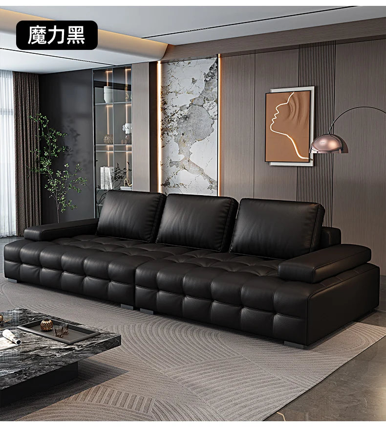 Modern Minimalistisches neues Leder Wohnzimmer Lawrence Italienisches leichtes Luxus gerades L-förmiges modulares Faules Weiches Tatami Lounge Sofa