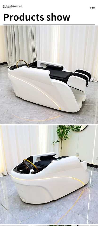 Salon Head Spa Kunstleder Kopftherapiebetten Automatisches Massage-Shampoo-Bett