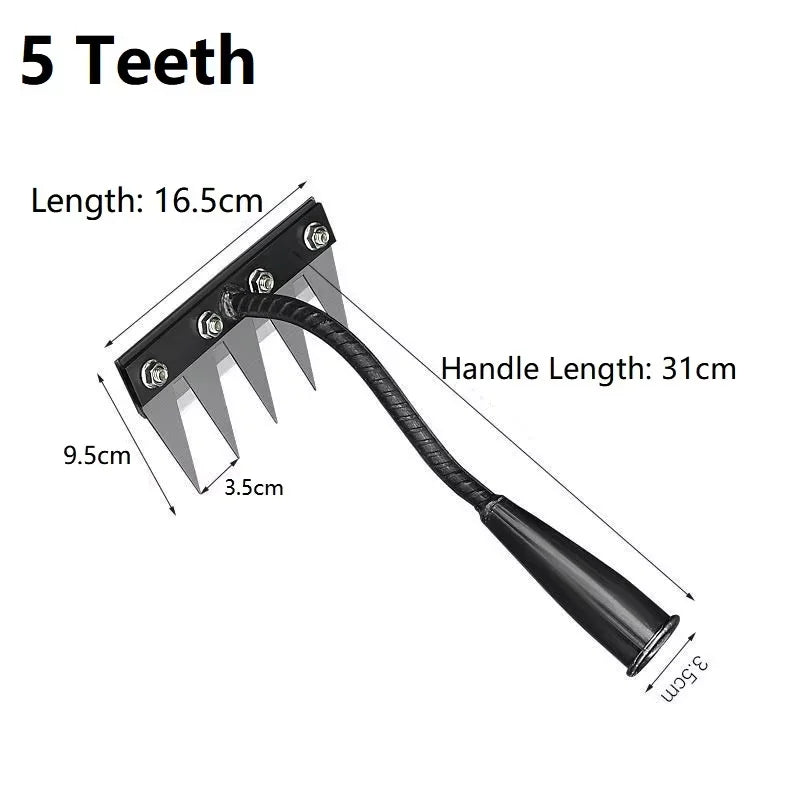 Râteau de désherbage de jardin à 8/7/6/5 dents, houe de jardinage en métal robuste, outil agricole pour le jardinage, désherbage, ameublissement du sol