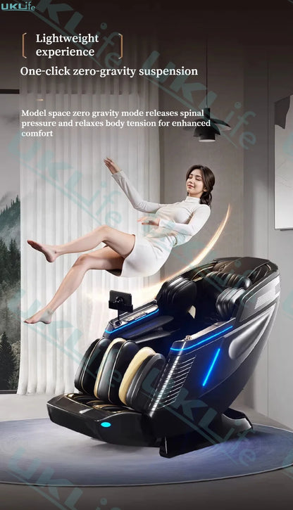 Neuer Dual Core Massagesessel 2025 Fortschrittlicher 4D Zero Gravity Body Scan Ganzkörper-Airbag Shiatsu Rücken- und Fußrollen-Liegesessel für Zuhause
