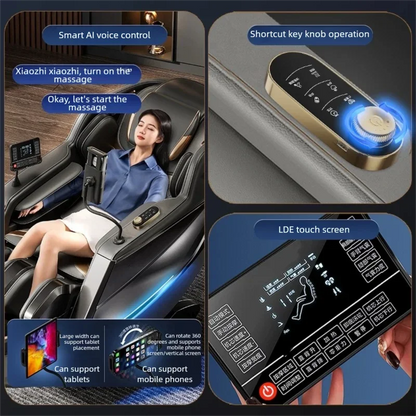 4D Mechanismus Massagesessel Tiefe Thai-Dehnung LCD Touchscreen Wadenrolle Airbag Kompression Kneten Schwerelosigkeit Entspannung