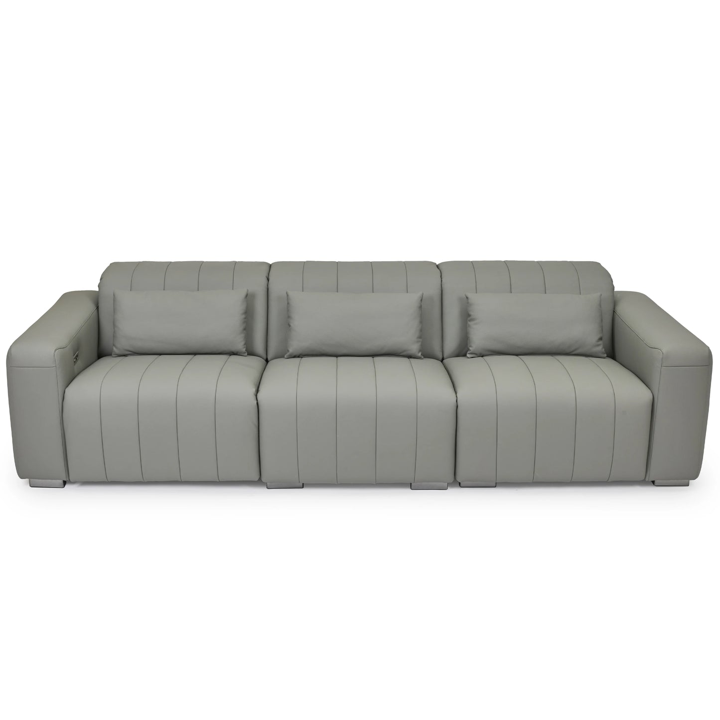 Dark Grey Genuine Leather Sectional Couches Luxury Electric Reclining Living Room Sofa