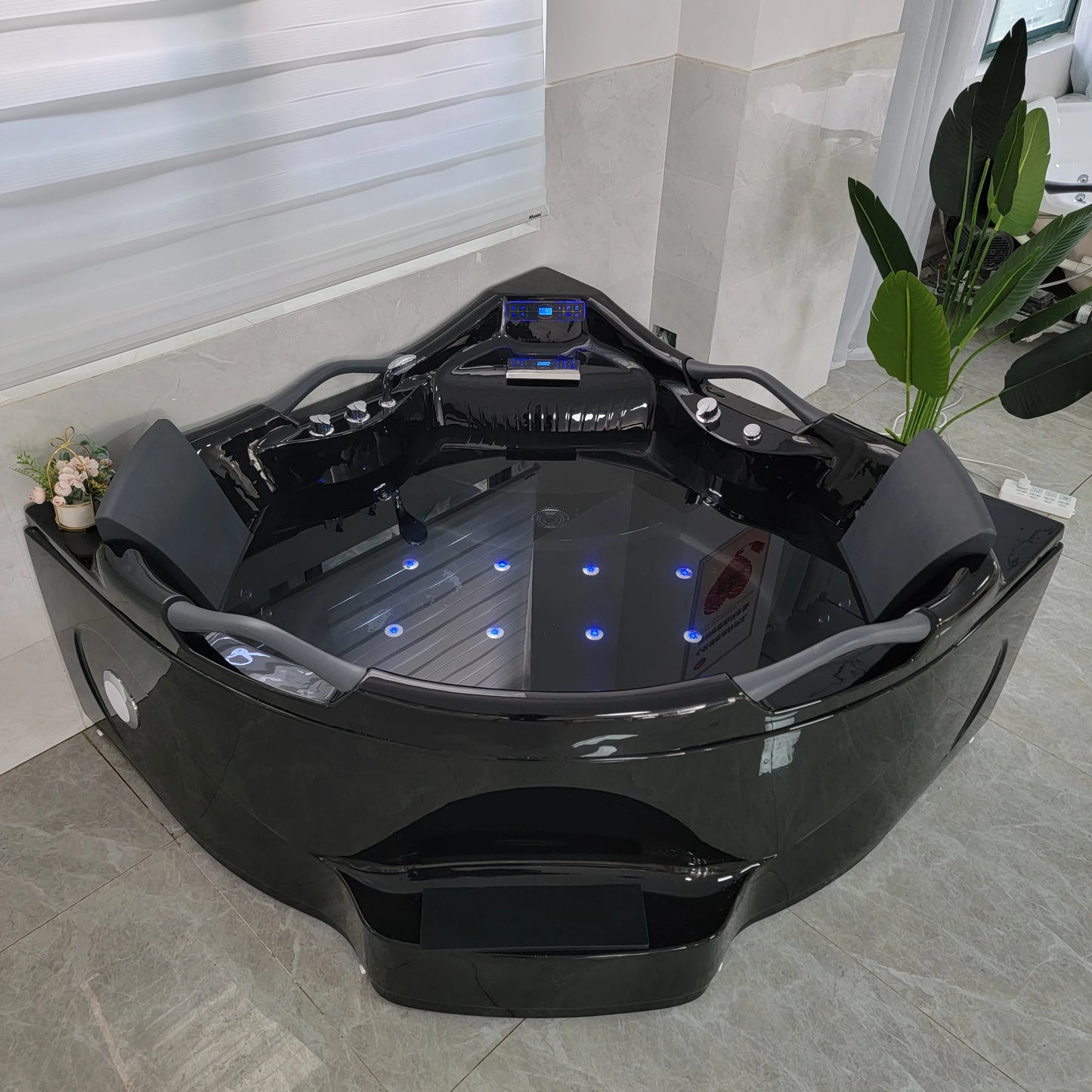 Black Acrylic Massage Bath Tubs Bathtubs & Whirlpools Corner Massage Bathtub Hot Tub for Soaking