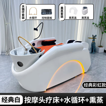 Multifunktions-Massage-Shampoo-Stuhl Schönheit Waschebecken Komfort Dusch-Shampoo-Stuhl Artefakt PU-Leder Möbel Мойка Волос MHXFY