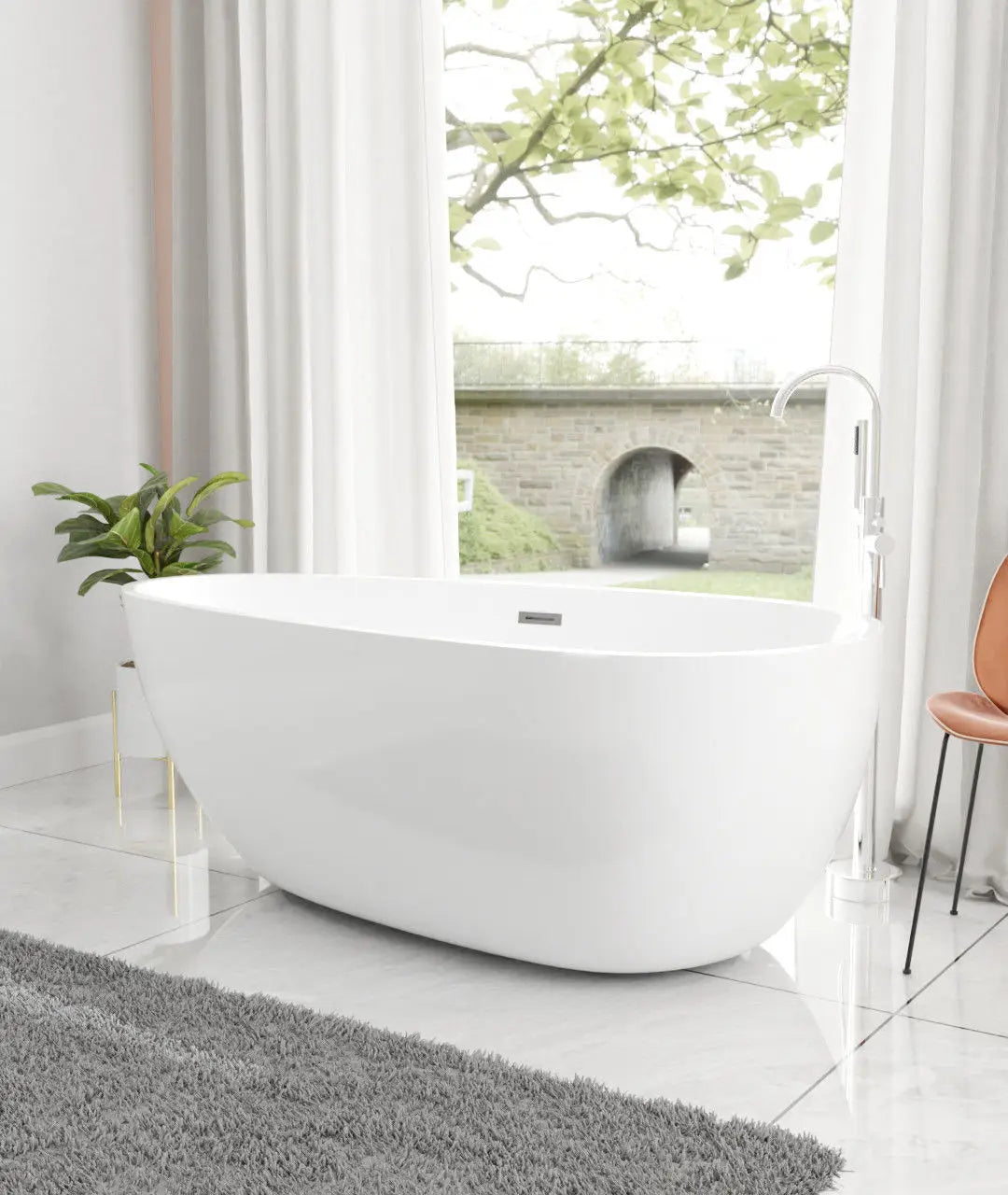 CZ Badewanne für den Heimgebrauch Integrierte nahtlose ovale Wassertropfenform Kleine Wohnung Freistehende Boutique-Hotel-Standbadewanne