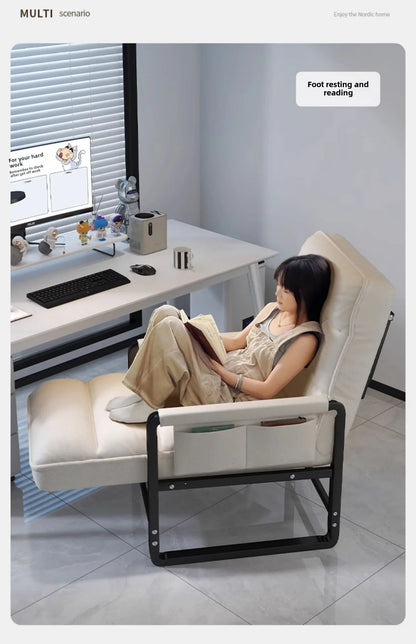 Liegestuhl Bürostuhl Mittagspause Klappstuhl Computerstuhl, kann sitzen und liegen, Zwei-Zweck-Faulenzer-Sofa-Stuhl mit Rückenlehne