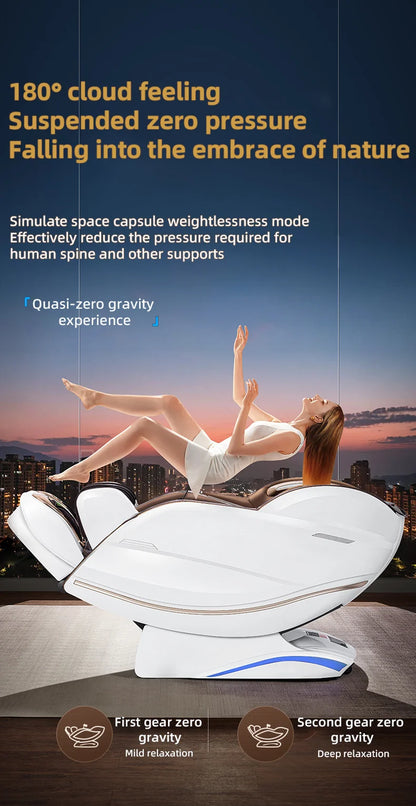 Zero Gravity 4D Massagesessel SL-Track (L-Track) Ganzkörper-Luftmassage Elektrischer Relaxsessel für Heimbüro 3 Jahre Garantie