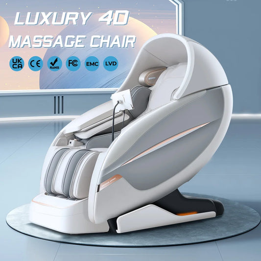 OSKOR 4D Zero Gravity Massagesessel Ganzkörperkabine mit Schlafhaube – Shiatsu Massagesessel mit Wärme, Körperscan, SL-Schiene