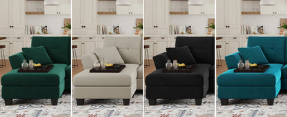 L-förmiges Sofa 4-Sitzer Sofa mit Récamiere L-förmige Sofas Umwandelbares Sektionssofa (Dunkelgrün, L-förmiges Sofa)