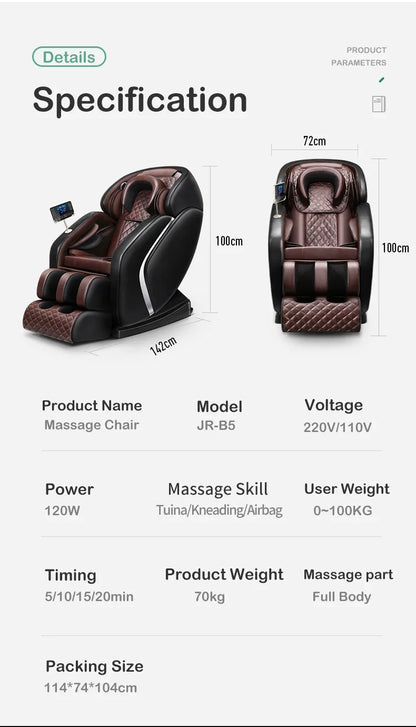 Jare B5 Großhandel OEM ODM Fabrikpreis Heißer Verkauf Luxus Leder Zero Gravity Elektrischer Ganzkörper-Massagesessel