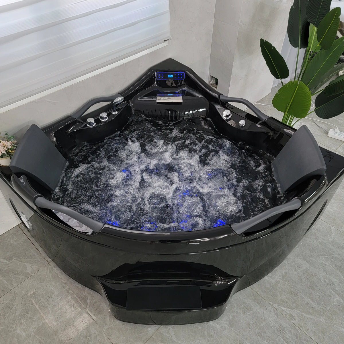 Black Acrylic Massage Bath Tubs Bathtubs & Whirlpools Corner Massage Bathtub Hot Tub for Soaking