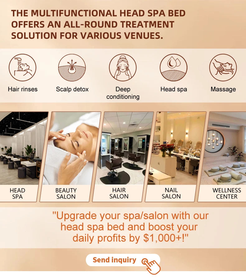 Multifunktionaler japanischer Head Spa Haarwaschsessel mit bequemer Kopfstütze, modernes Design für Friseursalons, Fabrikpreis