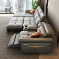 Modernes elektrisches Schlafsofa mit verstellbarer Rückenlehne, L-förmiges, multifunktionales italienisches Echtleder-Sofa