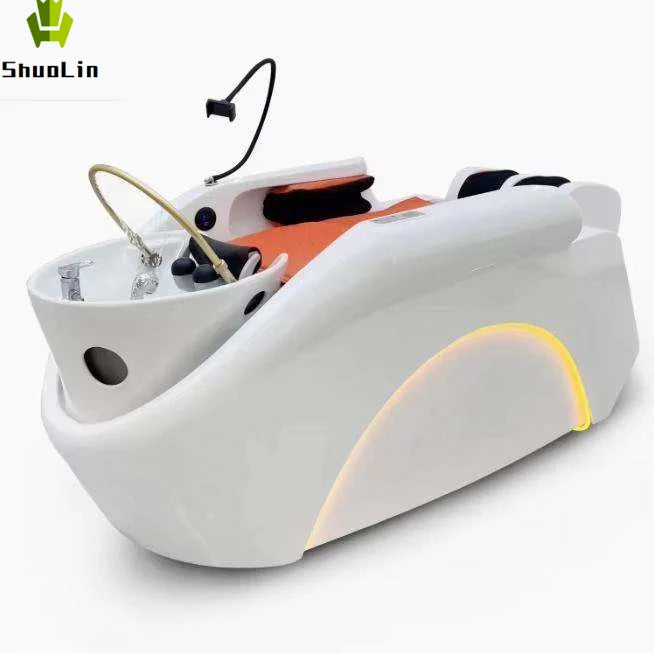 Luxury Salon Furniture Shampoo Chair Intelligent Full Body 4D Massage Electric Head Spa Shampoo Bed