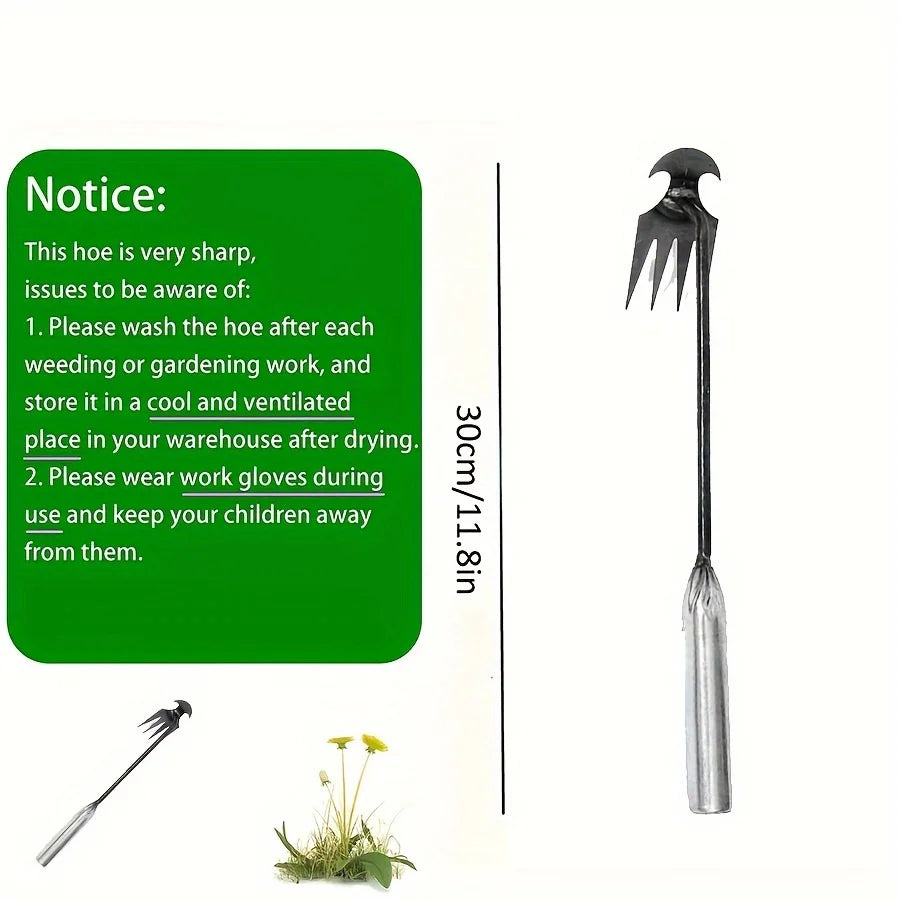 Petit extracteur de mauvaises herbes avec 4 dents, outils manuels de jardinage, outil de désherbage pour outil de désherbage ergonomique de cour (la poignée peut être 1 pièce