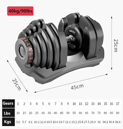 In Stock Home Gym Multi-function Cast Iron Dumbbells 24kg 40kg 52.5lbs 90 Lbs Adjustable Dumbbell Set