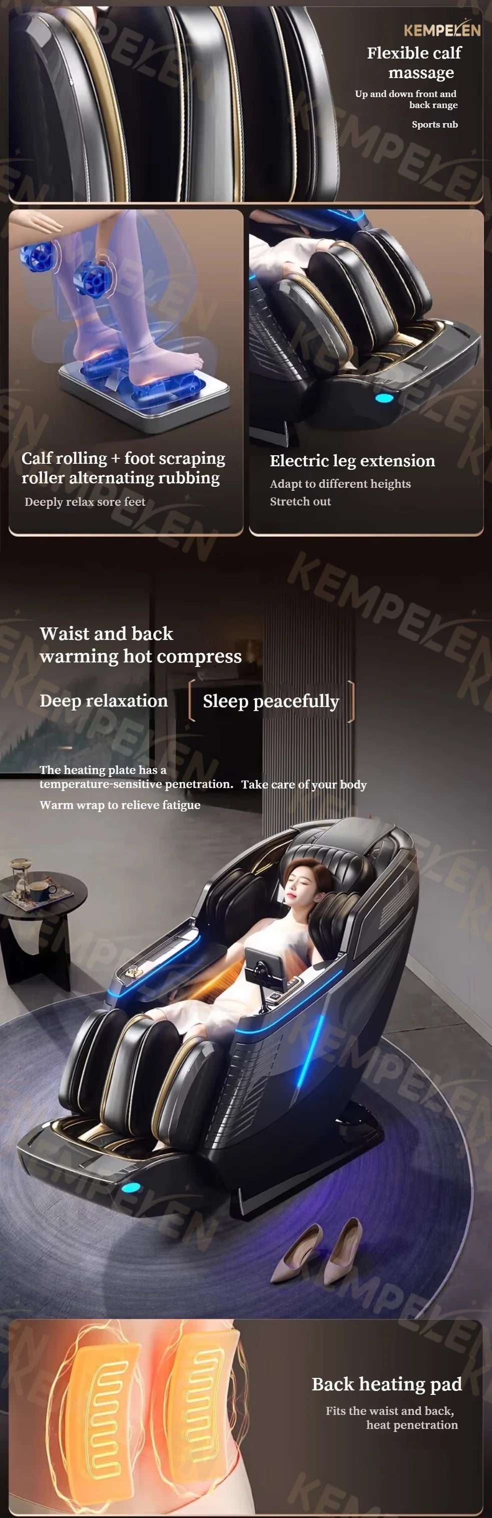 4D-Dual-Core-Massagesessel | Synchronisierte 4-Hand-Massage • Dual SL-Schiene • Ganzkörper-Airbags | Intelligenter Körperscan