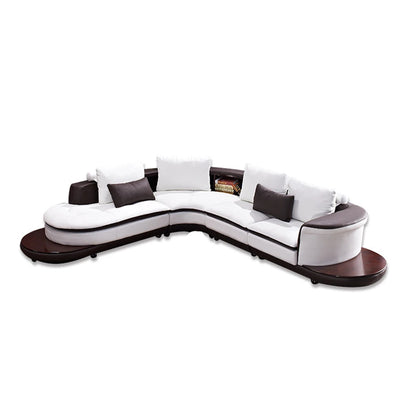 Modernes Luxus-Sofa-Set aus echtem Leder mit Lautsprecher und USB, U-förmiges Wohnzimmersofa mit Ablageregalen